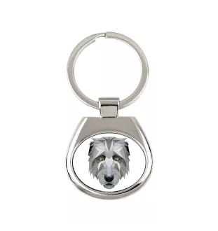 Irish Wolfhound - geometric keychain with a photo and the inscription Art-Dog