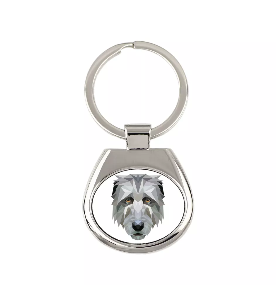Irish Wolfhound - geometric keychain with a photo and the inscription Art-Dog
