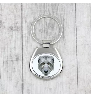 Irish Wolfhound - geometric keychain with a photo and the inscription Art-Dog
