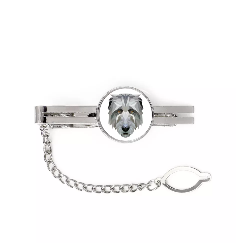 Irish Wolfhound - geometric tie clip with a picture and inscription from Art-Dog