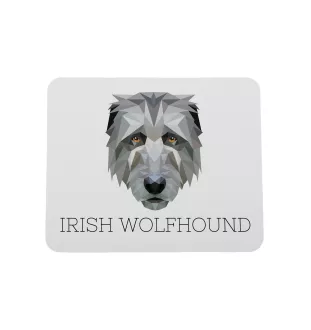 Irischer Wolfshund, Irish Wolfhound - geometrisches Mauspad mit Bild und Aufschrift von Art-Dog
