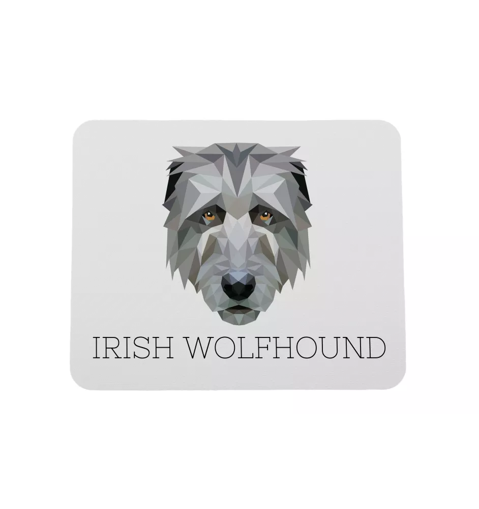 Irischer Wolfshund, Irish Wolfhound - geometrisches Mauspad mit Bild und Aufschrift von Art-Dog