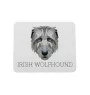 Irischer Wolfshund, Irish Wolfhound - geometrisches Mauspad mit Bild und Aufschrift von Art-Dog
