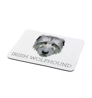 Irischer Wolfshund, Irish Wolfhound - geometrisches Mauspad mit Bild und Aufschrift von Art-Dog