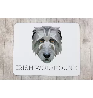 Irischer Wolfshund, Irish Wolfhound - geometrisches Mauspad mit Bild und Aufschrift von Art-Dog
