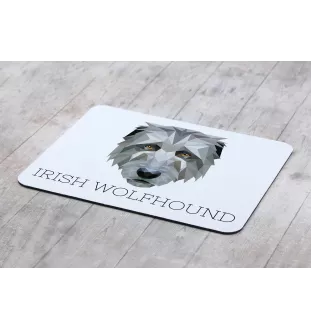 Irischer Wolfshund, Irish Wolfhound - geometrisches Mauspad mit Bild und Aufschrift von Art-Dog