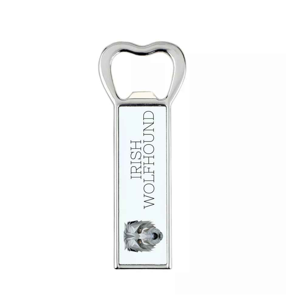 Irischer Wolfshund, Irish Wolfhound - Flaschenöffner mit Bild und Aufschrift für Bier von Art-Dog