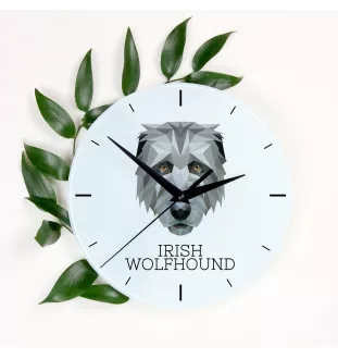 Irish Wolfhound - geometric wall clock with a picture and the brand name Art-Dog