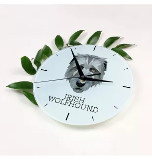Irish Wolfhound - geometric wall clock with a picture and the brand name Art-Dog
