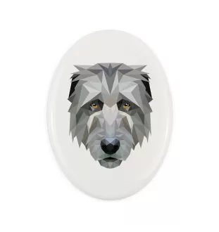 Lévrier irlandais, Irish wolfhound - une plaque avec une photo et un motif géométrique de la marque Art-Dog