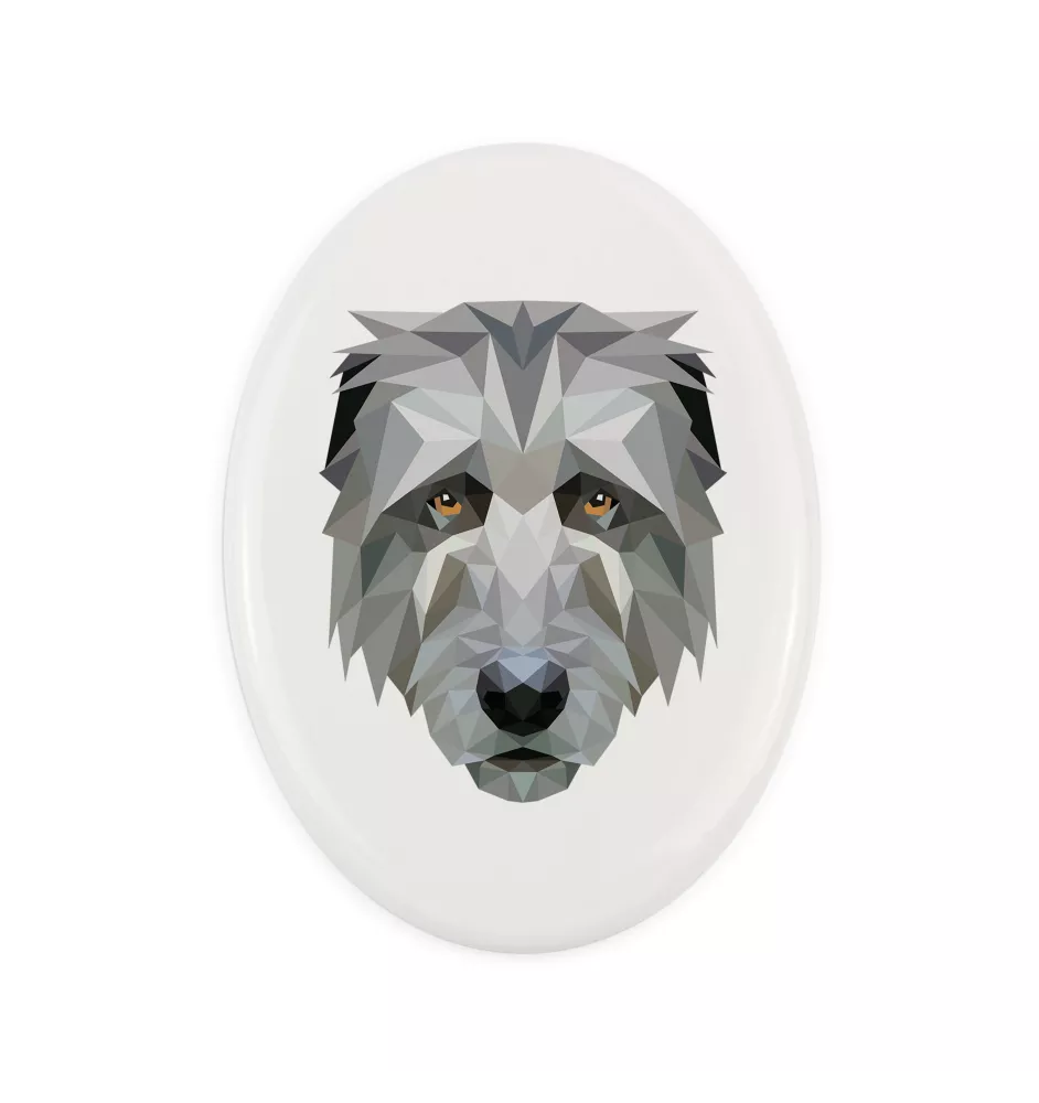 Lévrier irlandais, Irish wolfhound - une plaque avec une photo et un motif géométrique de la marque Art-Dog