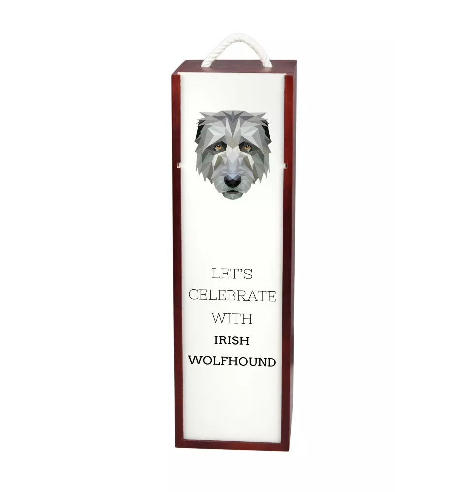 Irish Wolfhound - geometric box with a picture and inscription for wine by Art-Dog
