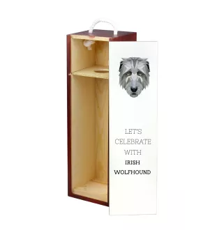 Irischer Wolfshund, Irish Wolfhound - geometrische Box mit einem Bild und Schriftzug für Wein der Marke Art-Dog