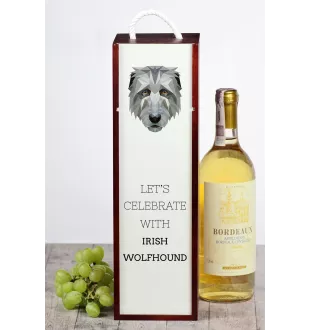 Lévrier irlandais, Irish wolfhound - une boîte géométrique avec une photo et un texte pour le vin de la marque Art-Dog