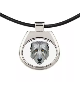 Irischer Wolfshund, Irish Wolfhound - Halskette mit einem Foto und einem geometrischen Schriftzug der Marke Art-Dog