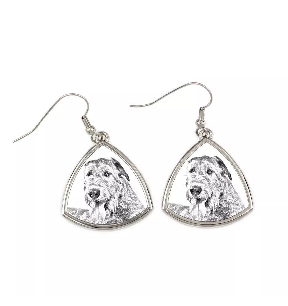 Lévrier irlandais, Irish wolfhound - boucles d'oreilles avec chien, boucles d'oreilles pendantes avec photo, bijoux personnalisés avec impression de la marque Art-Dog