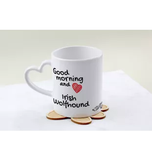 Irish Wolfhound - cup with a dog, adorable cup with a heart-shaped handle, universal gift from the Art-Dog brand