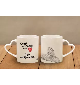 Irish Wolfhound - cup with a dog, adorable cup with a heart-shaped handle, universal gift from the Art-Dog brand