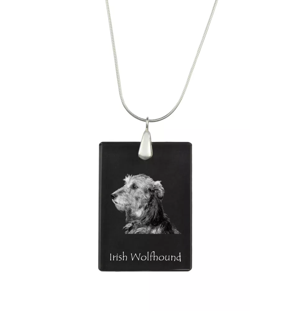 Irischer Wolfshund, Irish Wolfhound - Kristallanhänger mit Hund, Silberhalskette mit Foto, personalisierter Anhänger der Marke Art-Dog
