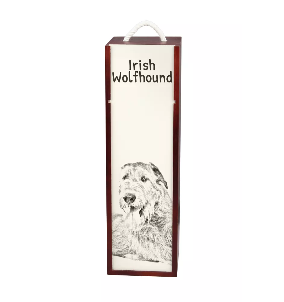 Lévrier irlandais, Irish wolfhound - boîte à vin avec chien, boîte à alcool avec graphisme, boîte cadeau personnalisée de la marque Art-Dog