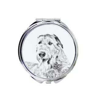 Irish Wolfhound - Pocket mirror with a dog, personalized mirror for a purse, compact mirror with Art-Dog brand print.