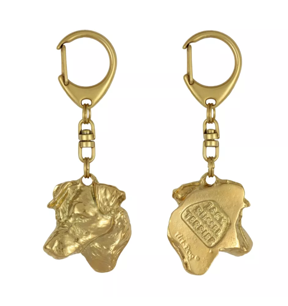 Jack Russell Terrier - Vergoldeter Schlüsselanhänger mit Hund, Handtaschenschmuck, Luxus-Accessoire der Marke Art-Dog