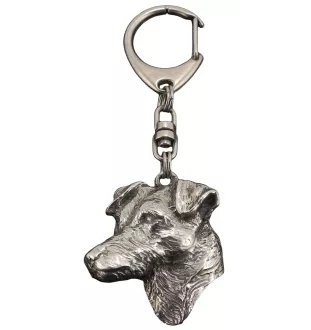 Jack Russell Terrier - Porte-clés argenté avec un chien dans une boîte cadeau, décoration de sac à main, pendentif de sac à dos par la marque Art-Dog
