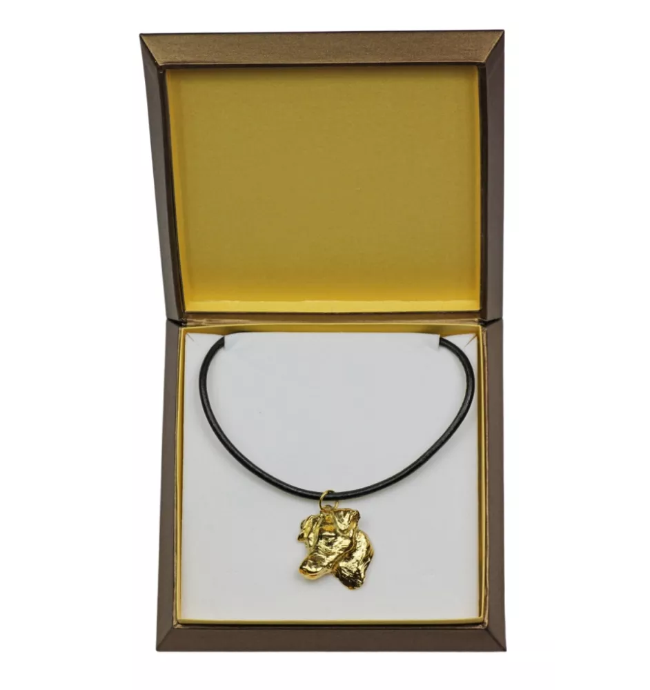 Jack Russell Terrier - Hundehalsband in Geschenkbox, vergoldeter Anhänger für Hundefans, auffälliger Schmuck von Art-Dog