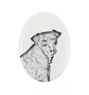 Jagdterrier - commemorative plaque with a photo of a dog, tombstone with a print, personalized oval plaque from the Art-Dog brand