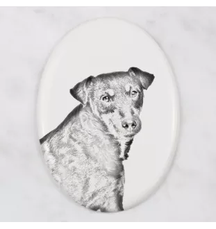 Jagdterrier - commemorative plaque with a photo of a dog, tombstone with a print, personalized oval plaque from the Art-Dog brand
