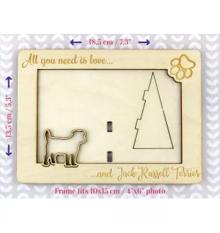 Jack Russell Terrier - Photo frame, engraved wooden frame, a lovely gadget for the dog lover by Art-Dog