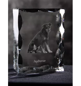 Jagdterrier - crystal with a picture of a dog, glass statuette with a picture, unique frame with a picture from Art-Dog brand
