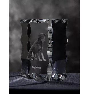 Jagdterrier - Kristall mit einem Hundebild, Glasstatuette mit einem Bild, einzigartiger Bilderrahmen der Marke Art-Dog