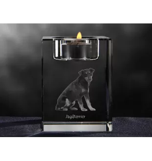 Chien d'arrêt - Bougeoir avec photo de chien, porte bougie en cristal, cadeau personnalisé par la marque Art-Dog