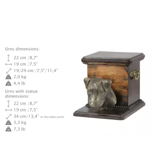 Jack Russell Terrier - urn for dog ashes with a statuette, elegant urn for a dog, unique urn with a bust of a dog by Art-Dog brand