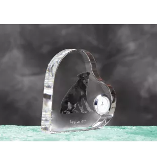 Jagdterrier - Kristalluhr mit einem Hundebild, Herzregal-Uhr, personalisierte Standuhr der Marke Art-Dog