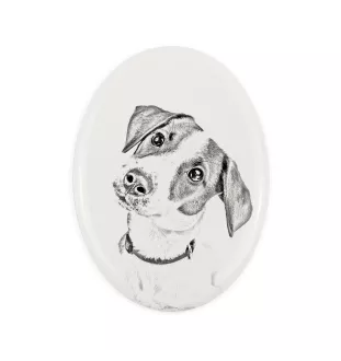 Jack Russell Terrier - commemorative plaque with a photo of a dog, tombstone with a print, personalized oval plaque from the Art-Dog brand