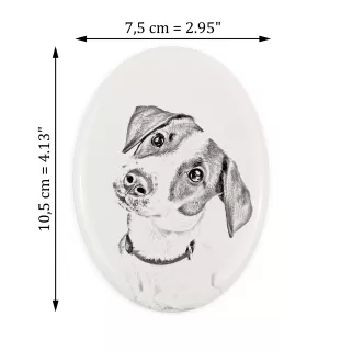 Jack Russell Terrier - commemorative plaque with a photo of a dog, tombstone with a print, personalized oval plaque from the Art-Dog brand