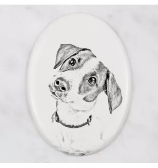 Jack Russell Terrier - commemorative plaque with a photo of a dog, tombstone with a print, personalized oval plaque from the Art-Dog brand