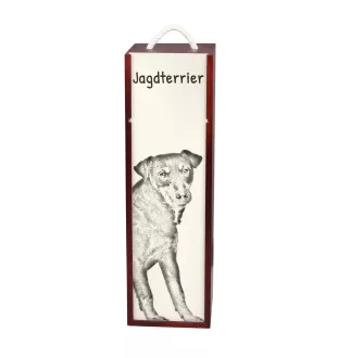 Jagdterrier - wine box with a dog, alcohol box with graphics, personalized gift box from the Art-Dog brand