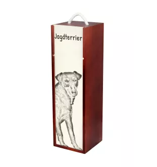 Jagdterrier - wine box with a dog, alcohol box with graphics, personalized gift box from the Art-Dog brand