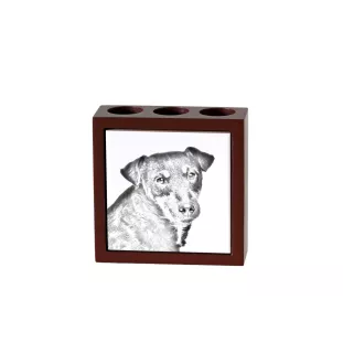 Jagdterrier - Stifthalter mit Hund, Schreibtischorganizer mit Aufdruck, personalisierte Schreibtischdekoration der Marke Art-Dog