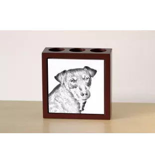 Jagdterrier - pen holder with a dog, desk organizer with a print, personalized desk decoration from the Art-Dog brand.