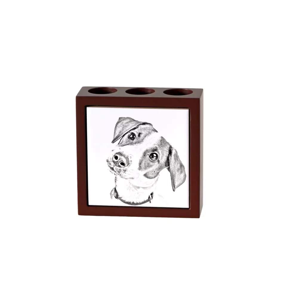Jack Russell Terrier - Stifthalter mit Hund, Schreibtischorganizer mit Aufdruck, personalisierte Schreibtischdekoration der Marke Art-Dog