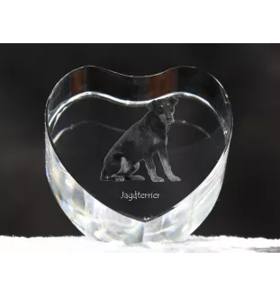 Jagdterrier - Hundebild im Kristall, Kristallherz, einzigartiger Bilderrahmen der Marke Art-Dog