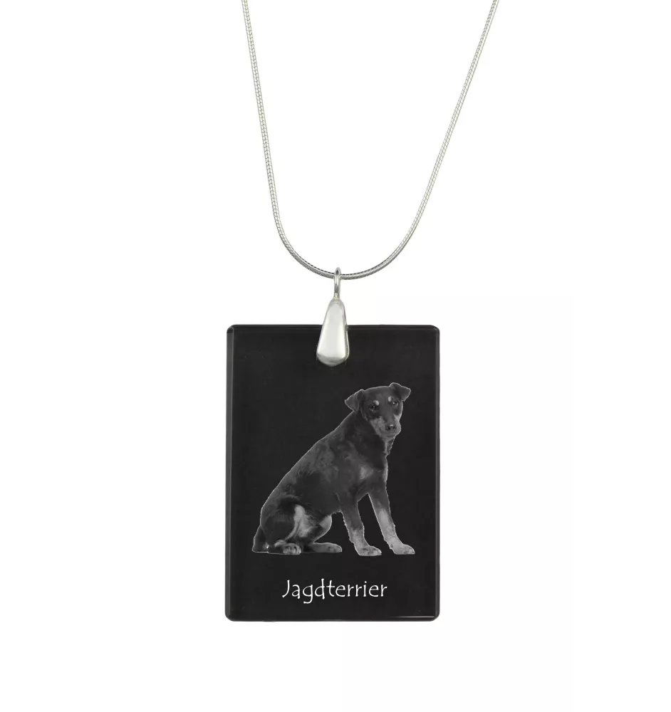 Jagdterrier - Crystal pendant with dog, silver necklace with photo, personalised pendant by Art-Dog brand