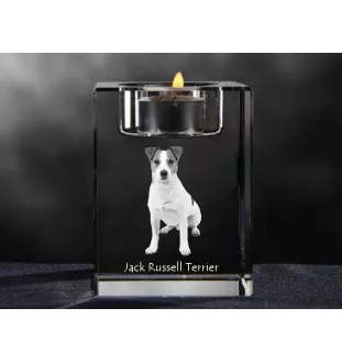 Jack Russell Terrier - Kerzenhalter mit Hundefoto, Teelichthalter aus Kristall, personalisiertes Geschenk der Marke Art-Dog