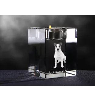 Jack Russell Terrier - Bougeoir avec photo de chien, porte bougie en cristal, cadeau personnalisé par la marque Art-Dog