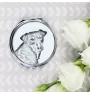 Jagdterrier - Pocket mirror with a dog, personalized mirror for a purse, compact mirror with Art-Dog brand print.