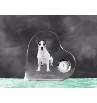 Jack Russell Terrier - horloge en cristal avec une photo de chien, horloge de table en forme de cœur, horloge debout personnalisée de la marque Art-Dog